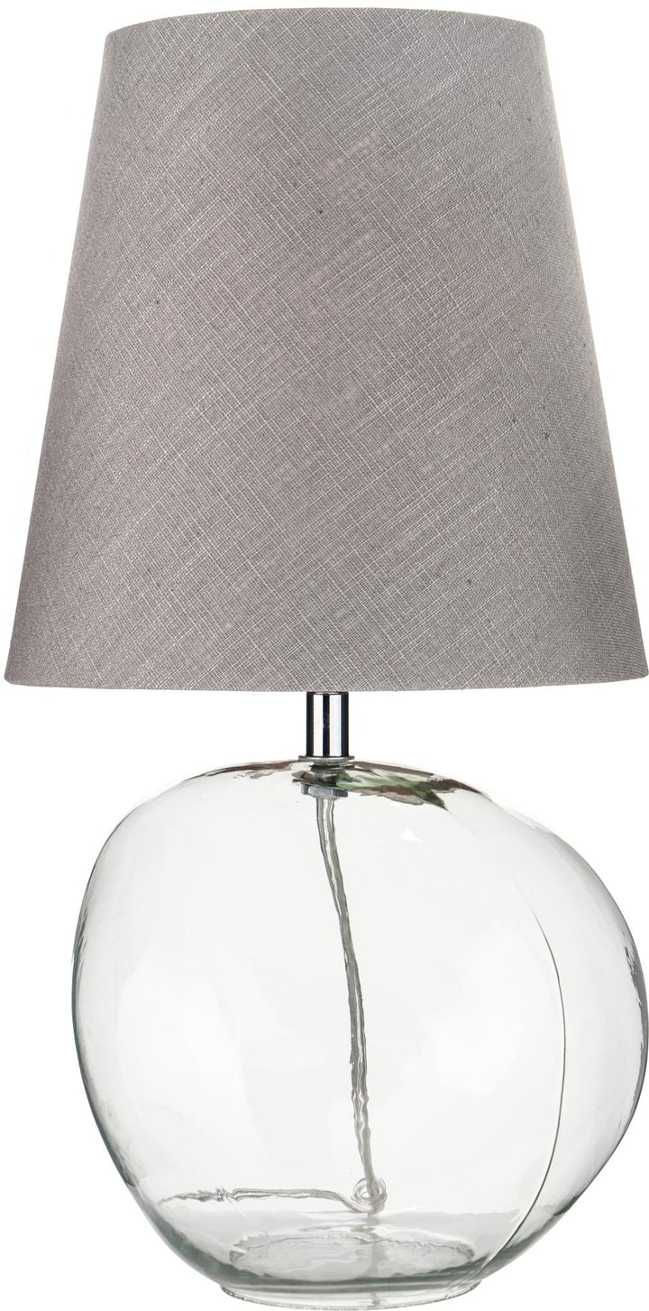 Hallie Clear Glass and Grey Shade Table Lamp