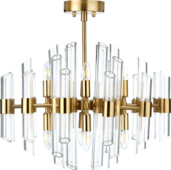 Brielle Clear Glass and Antique Brass 12 Light Pendant