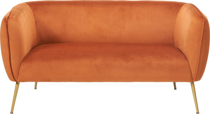 Lucca Tobacco Velvet and Metal Sofa