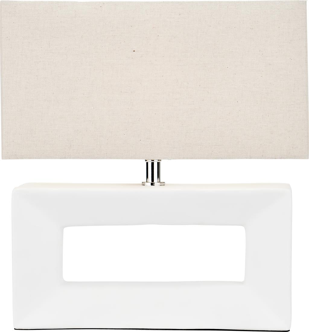 Block White Ceramic Rectangular Table Lamp