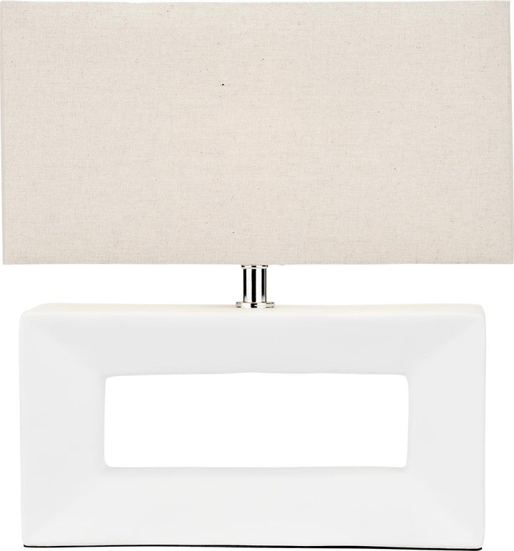 Block White Ceramic Rectangular Table Lamp