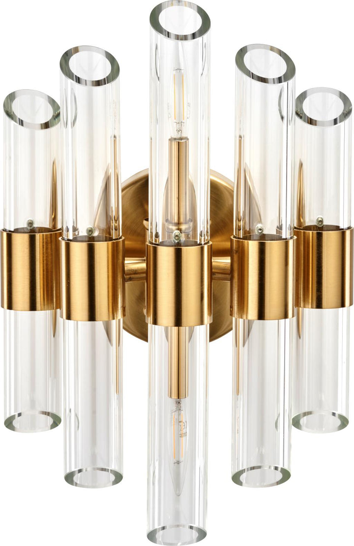 Brielle Clear Glass and Antique Brass 2 Wall Light