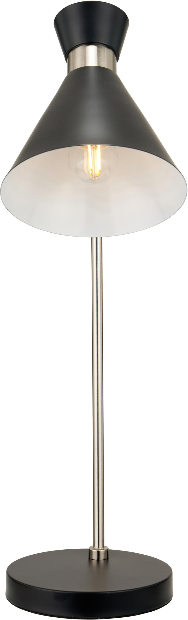 Benedict Black and Brushed Silver Metal Table Lamp