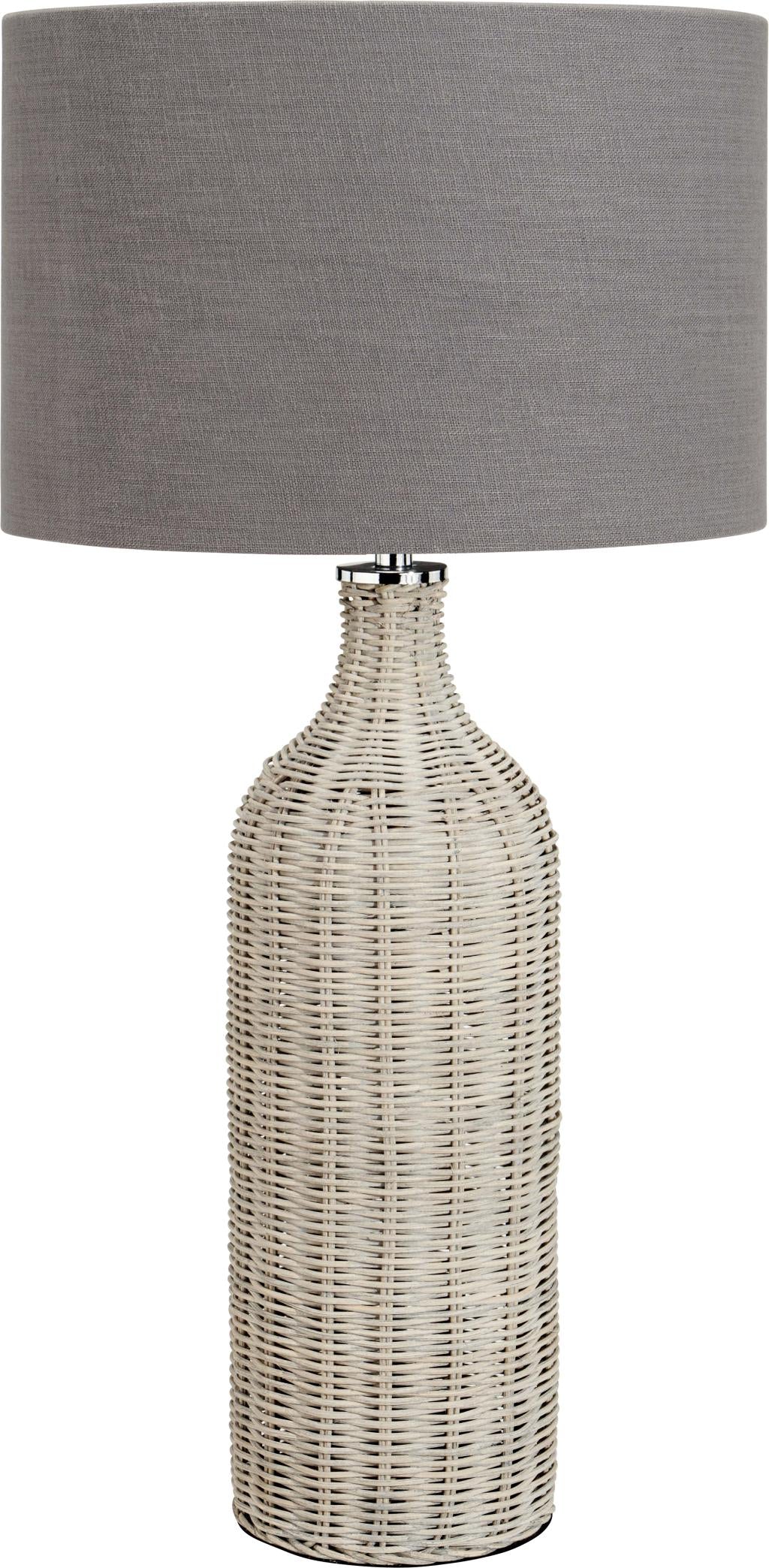 Anika Grey Wash Rattan Bottle Table Lamp