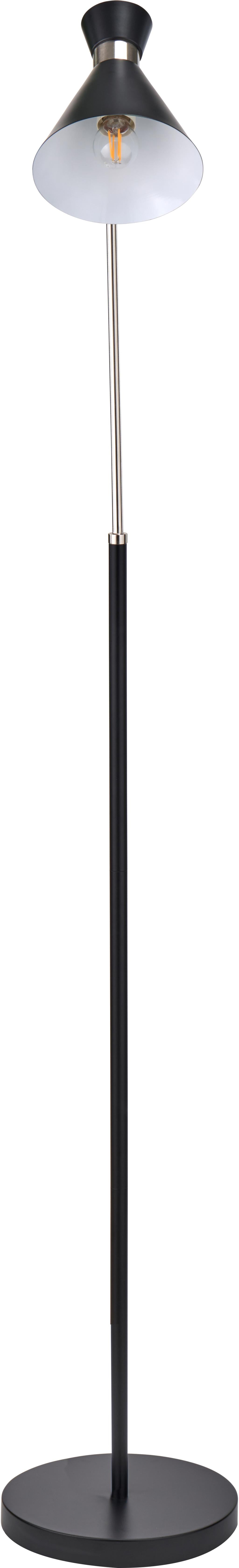 Benedict Black and Brushed Silver Metal Floor Lamp