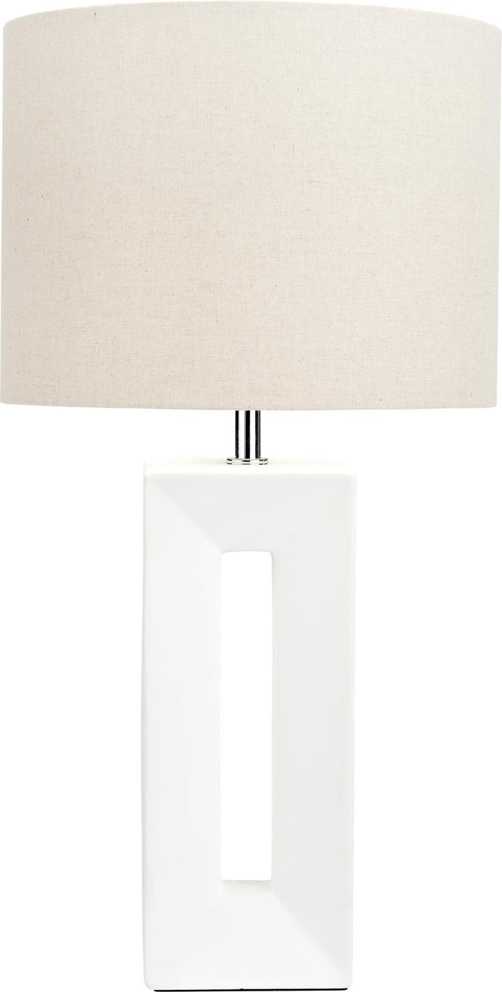 Block White Ceramic Tall Table Lamp