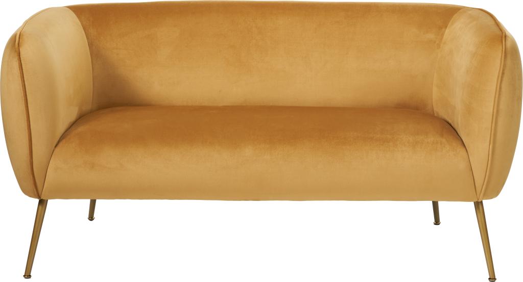 Lucca Gold Velvet and Metal Sofa