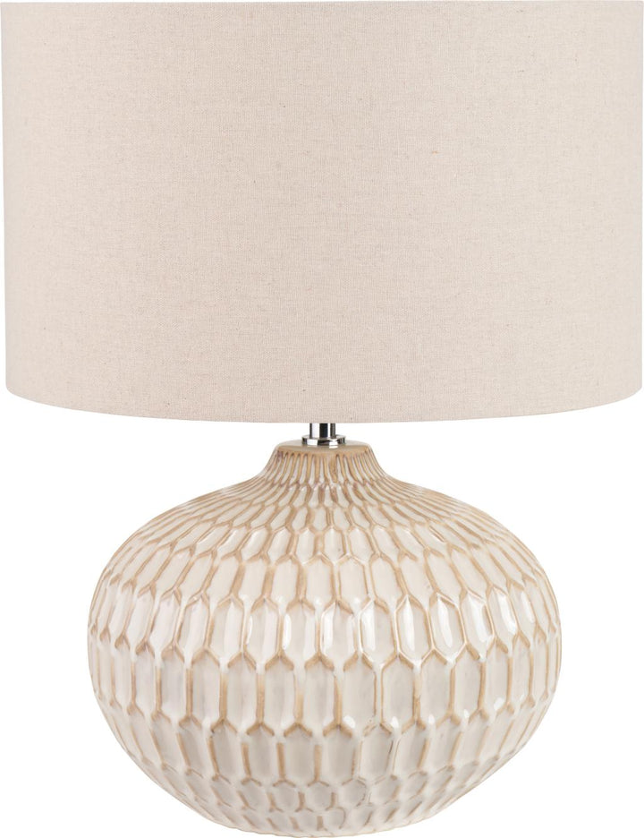 Cassius Warm White Textured Glazed Ceramic Table Lamp