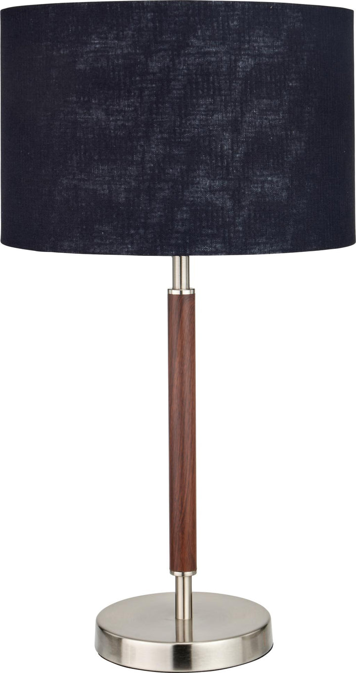 Gianni Brushed Silver and Wood Effect Table Lamp