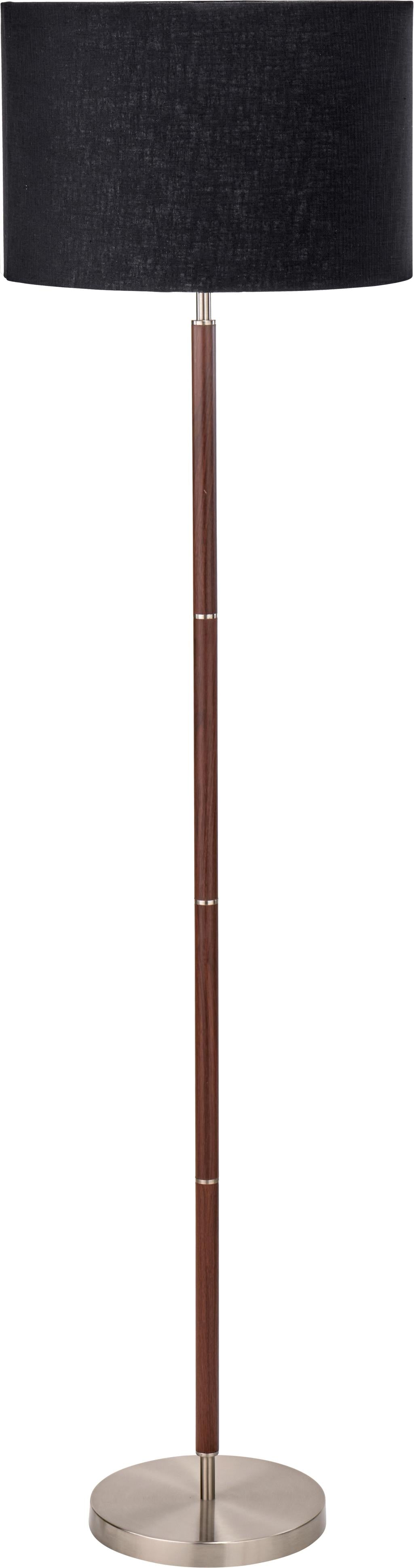 Gianni Brushed Silver and Wood Effect Floor Lamp