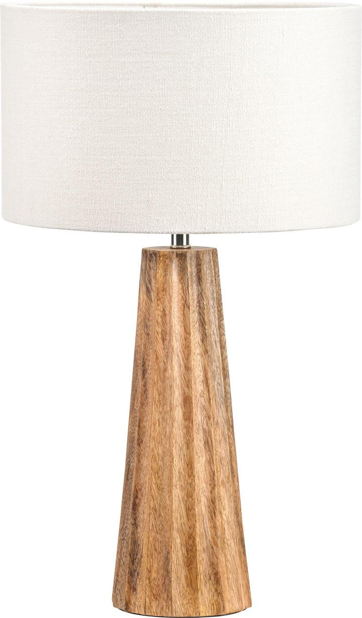 Draydon Natural Mango Wood Textured Cone Table Lamp