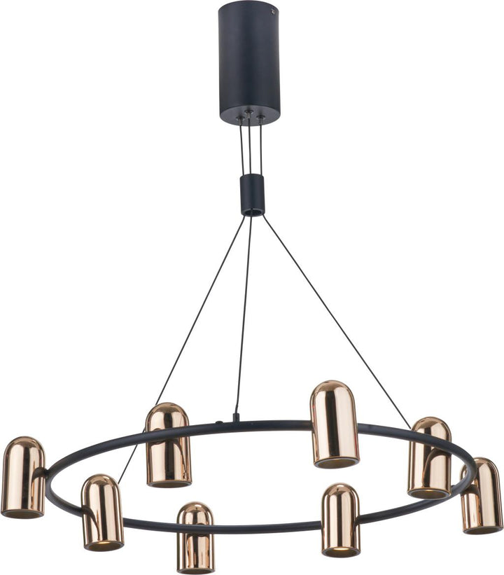 Xena Black and Rose Gold Metal 8 Light LED Pendant