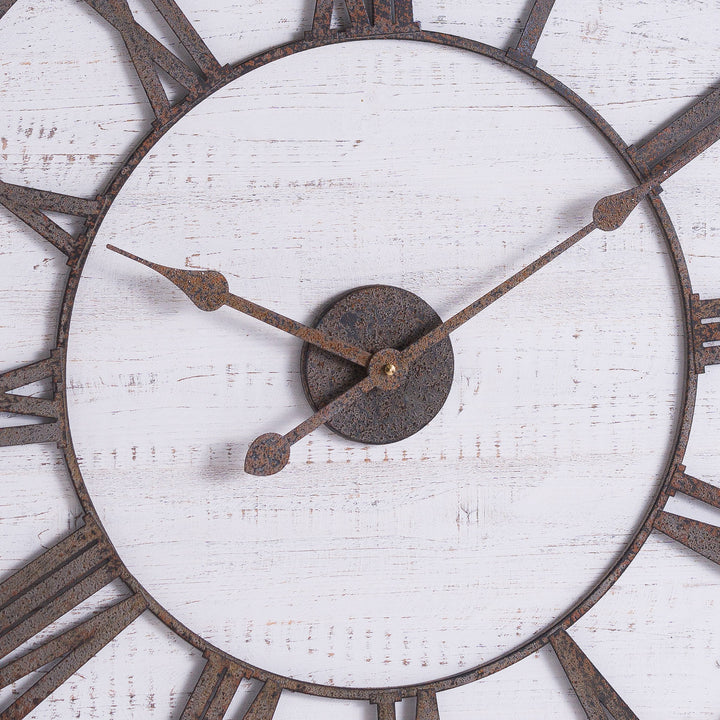 Rustic Wooden Clock With Aged Numerals And Hands