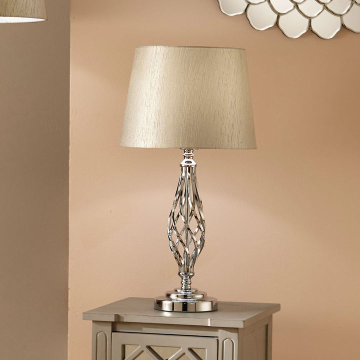 Jenna Silver Metal Twist Detail Table Lamp