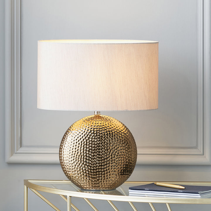 Mabel Bronze Dot Textured Ceramic Table Lamp