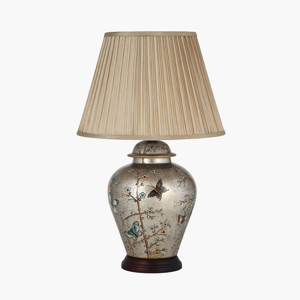 Papilion Butterfly Ceramic Table Lamp with Wooden Base