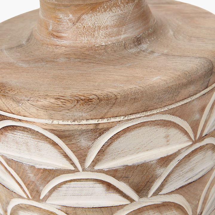 Kingsbury White Wash Large Carved Wood Table Lamp Base