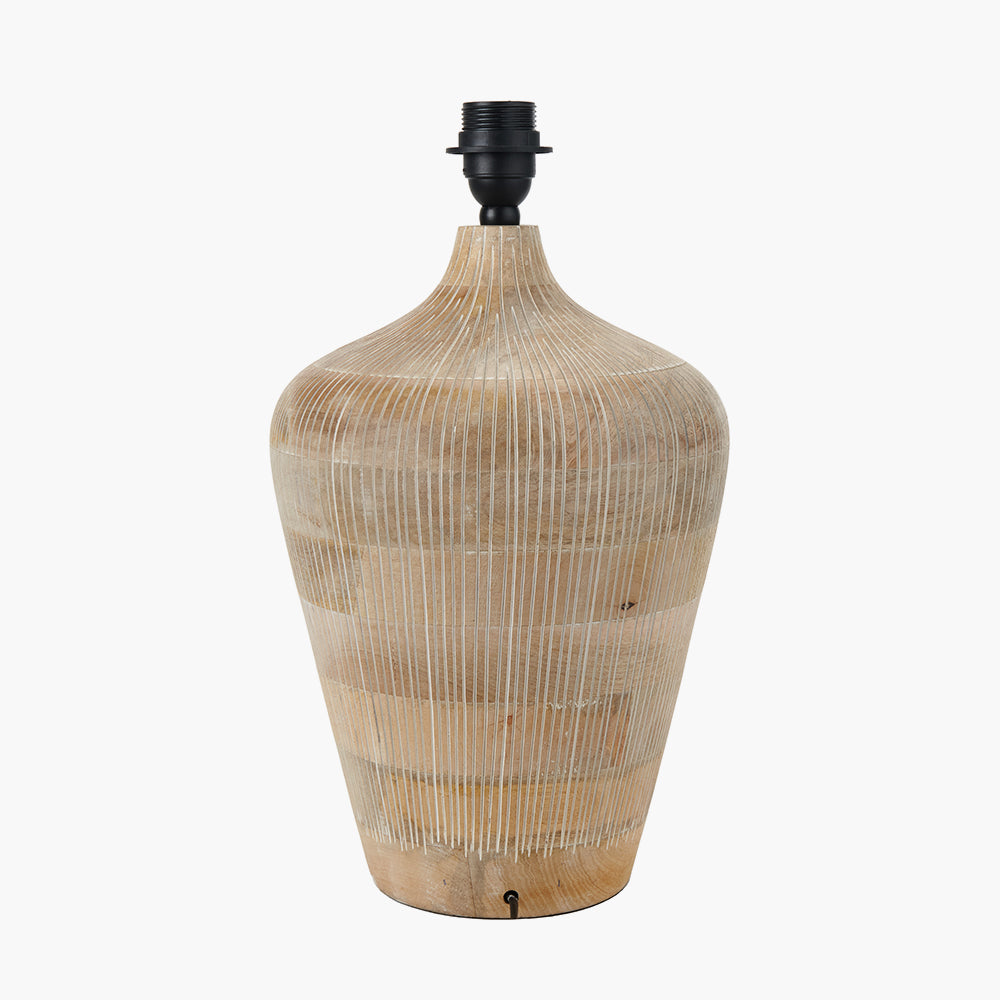 Taika White Wash Textured Wood Table Lamp Base