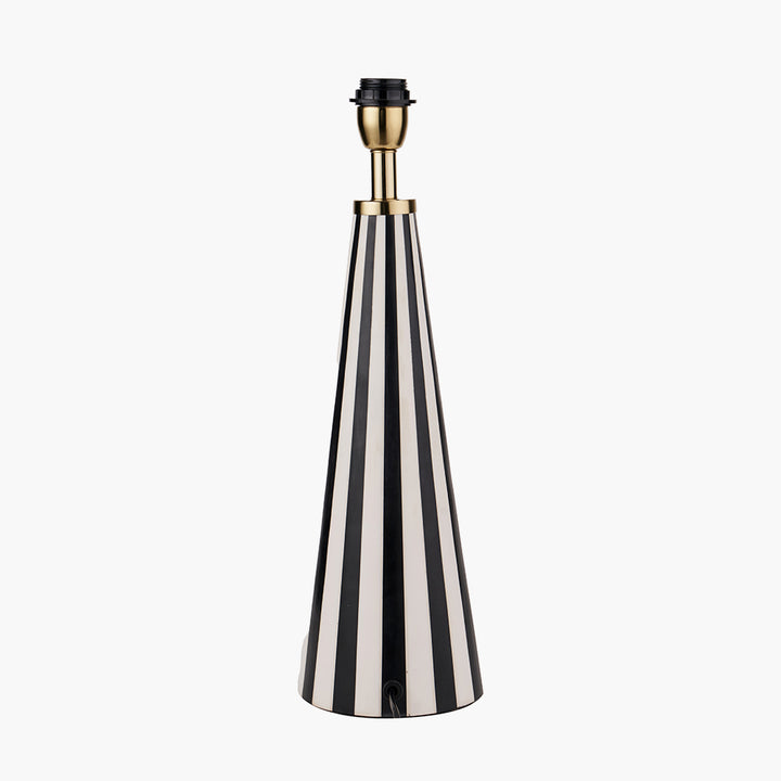 Alejo Black and White Stripe Conical Resin Table Lamp Base