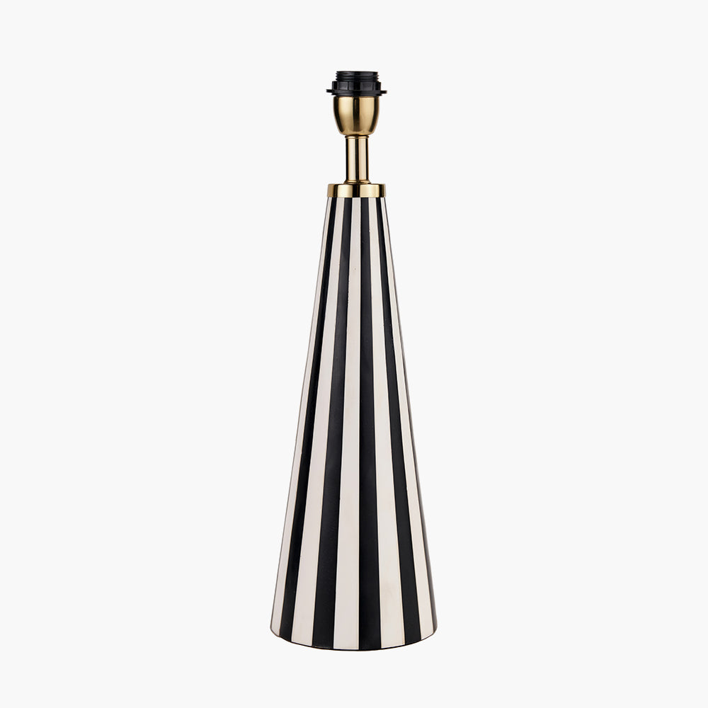 Alejo Black and White Stripe Conical Resin Table Lamp Base