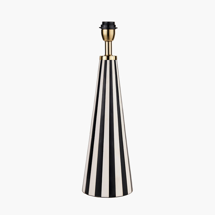 Alejo Black and White Stripe Conical Resin Table Lamp Base