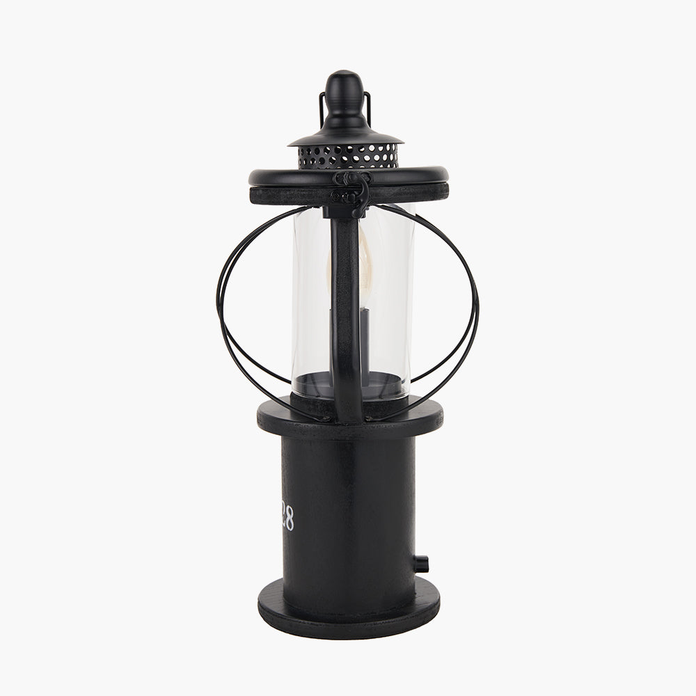 Gibson Black Wood Lantern Table Lamp