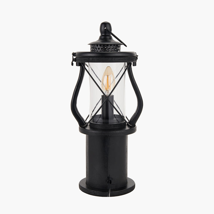 Gibson Black Wood Lantern Table Lamp