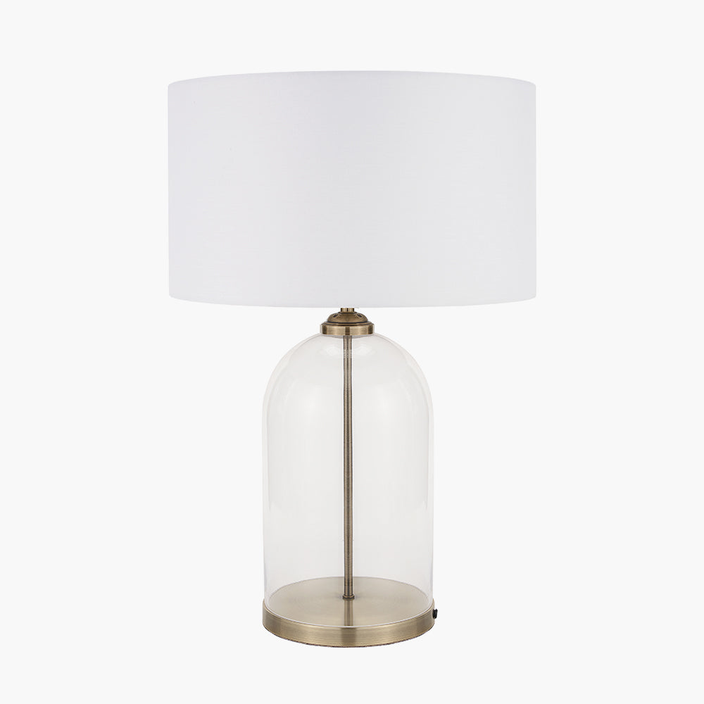 Cloche Clear Glass and Antique Brass Table Lamp