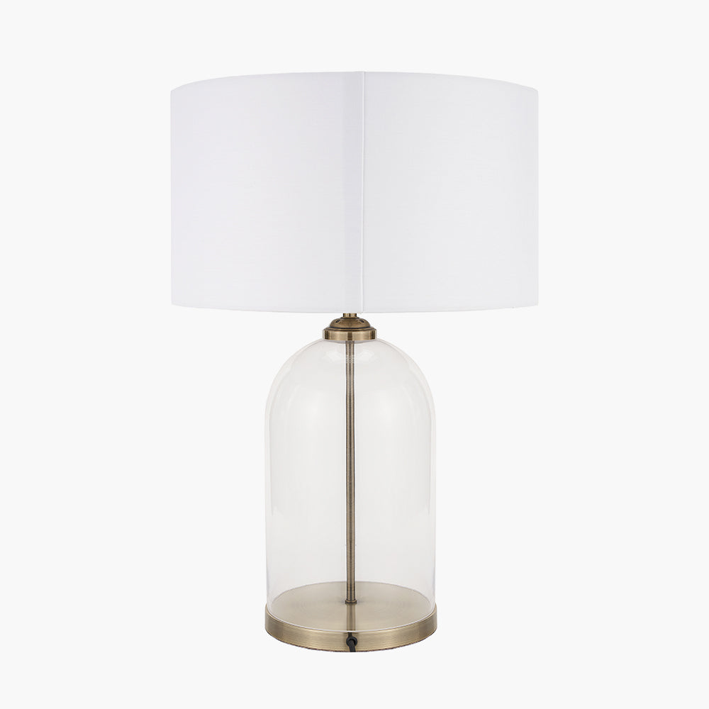 Cloche Clear Glass and Antique Brass Table Lamp