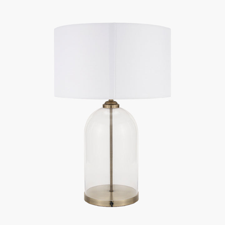 Cloche Clear Glass and Antique Brass Table Lamp