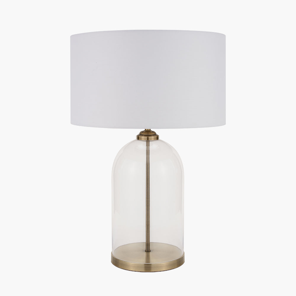 Cloche Clear Glass and Antique Brass Table Lamp