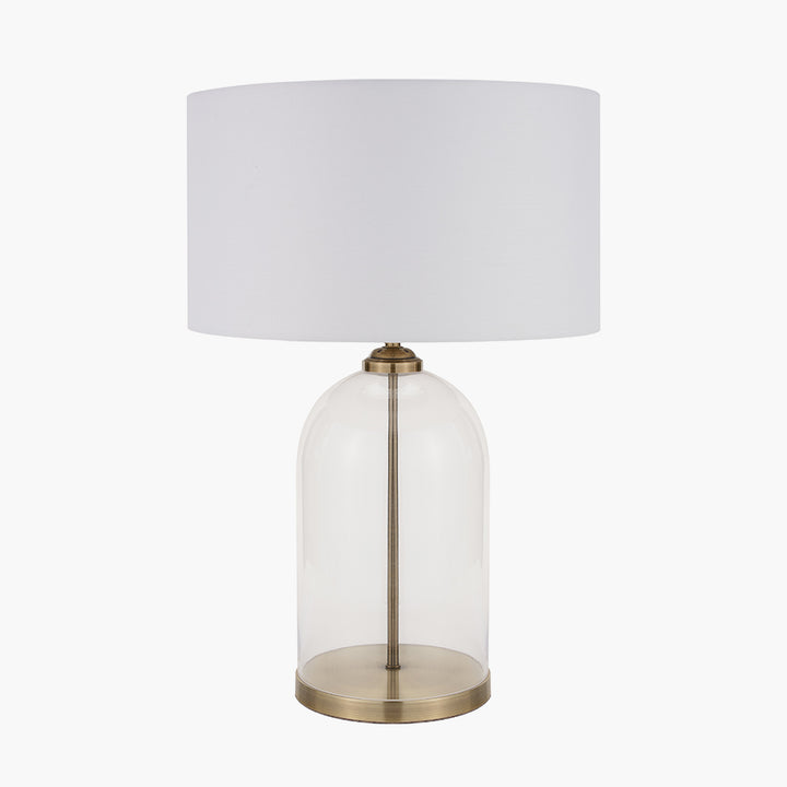 Cloche Clear Glass and Antique Brass Table Lamp