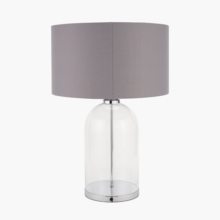 Cloche Clear Glass and Silver Table Lamp