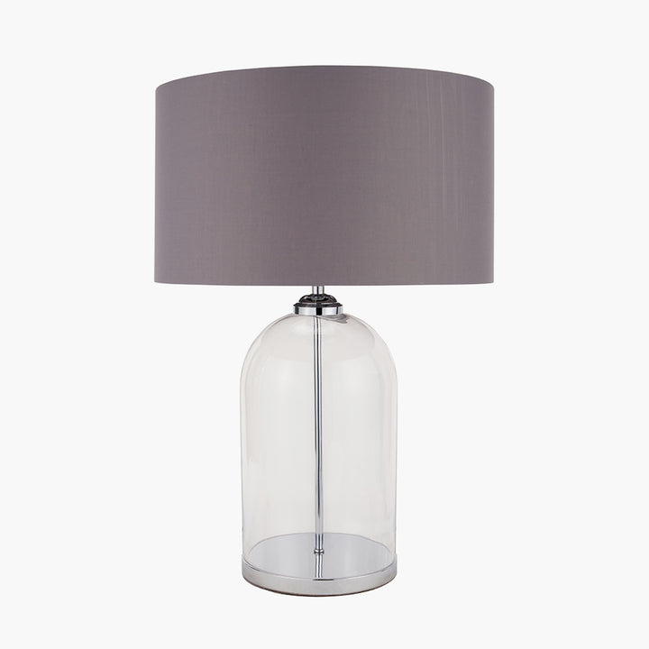 Cloche Clear Glass and Silver Table Lamp