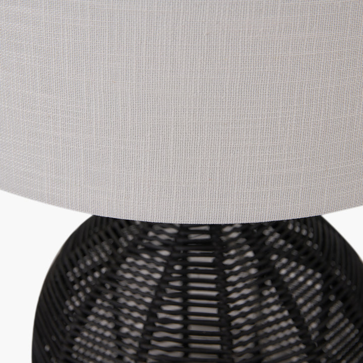 Caswell Black Rattan Cloche Table Lamp