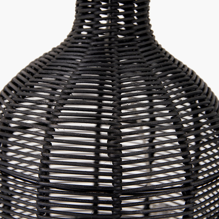 Caswell Black Rattan Cloche Table Lamp