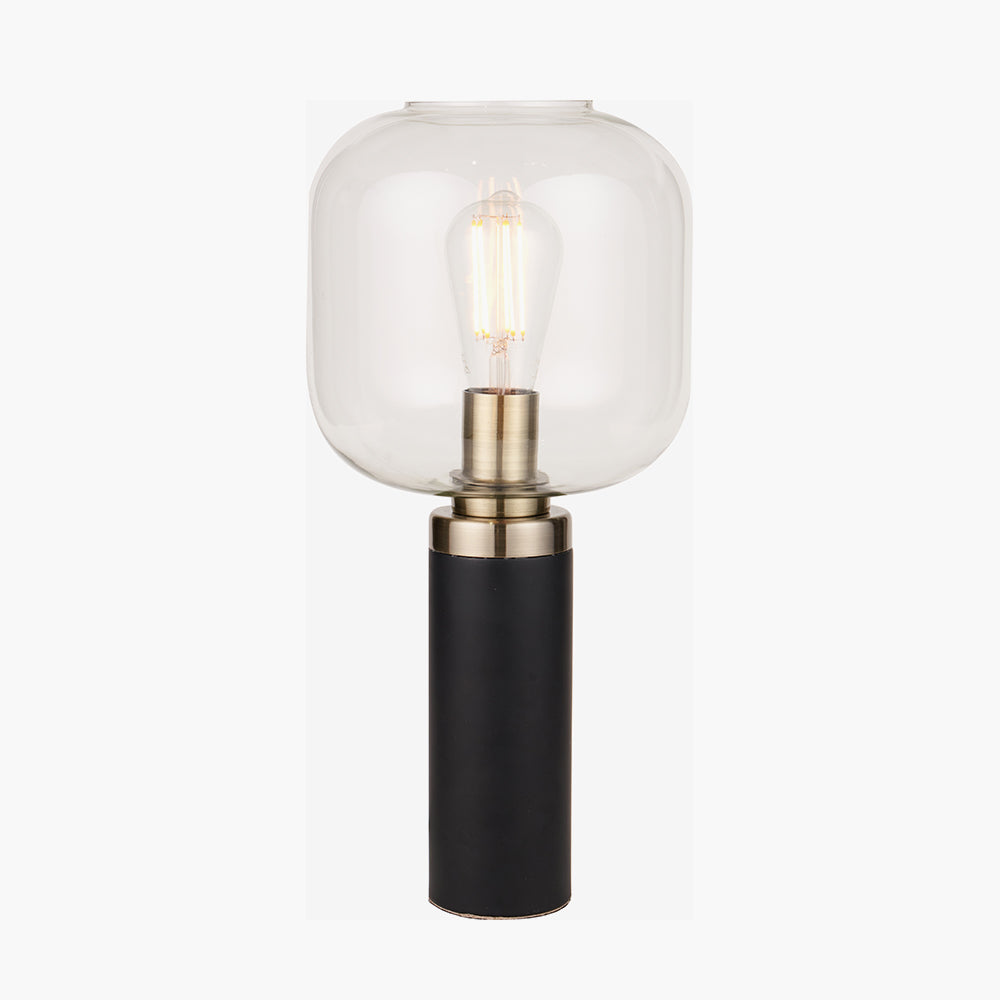 Florence Black Metal and Glass Table Lamp