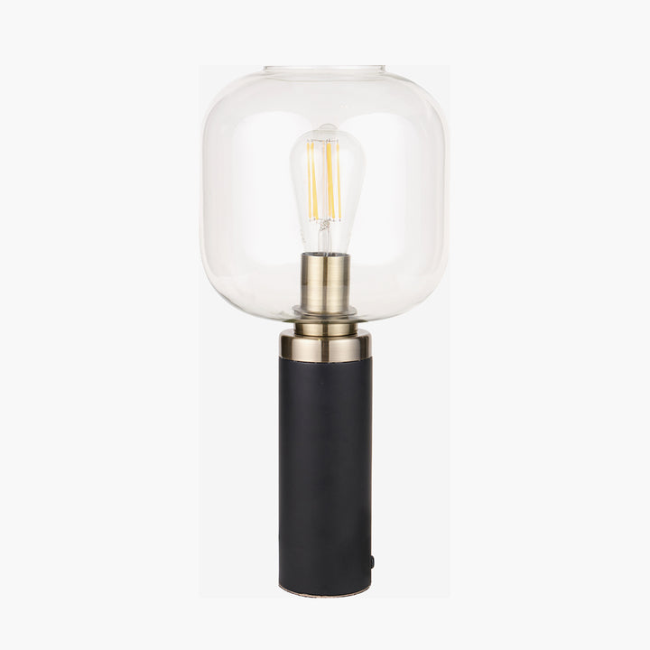 Florence Black Metal and Glass Table Lamp