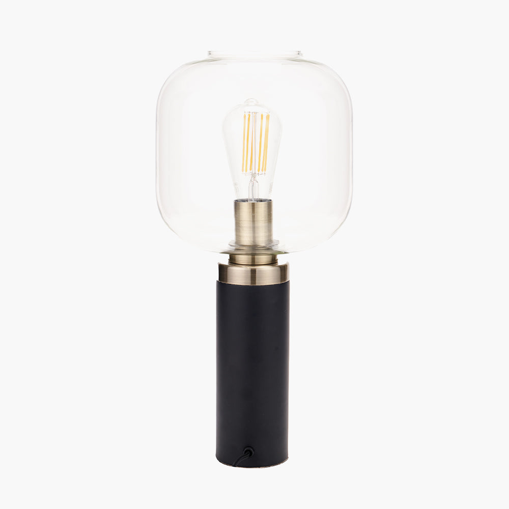 Florence Black Metal and Glass Table Lamp