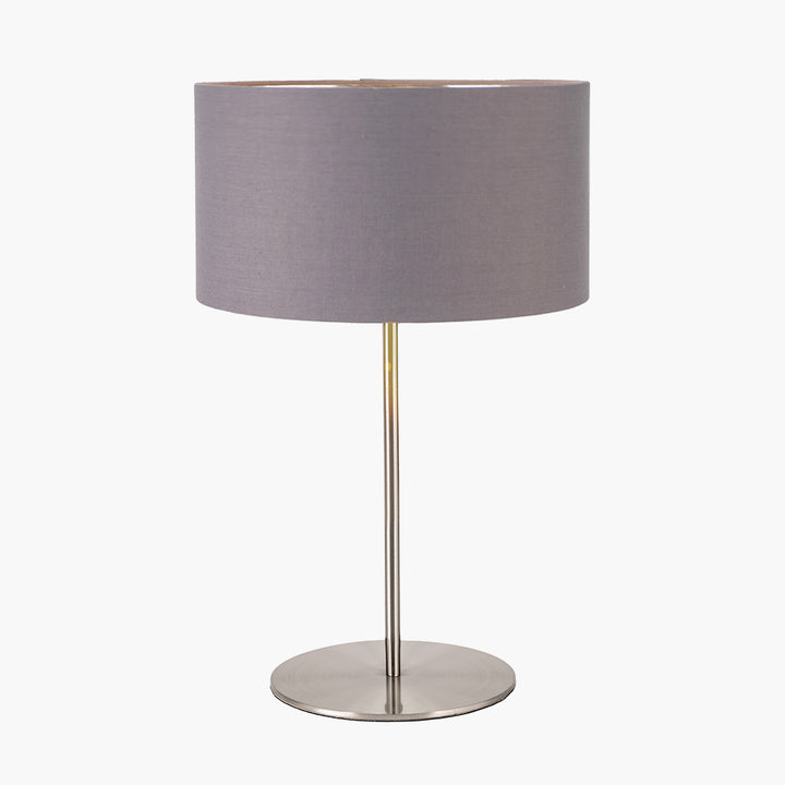 Elin Brushed Silver and Steel Grey Table Lamp