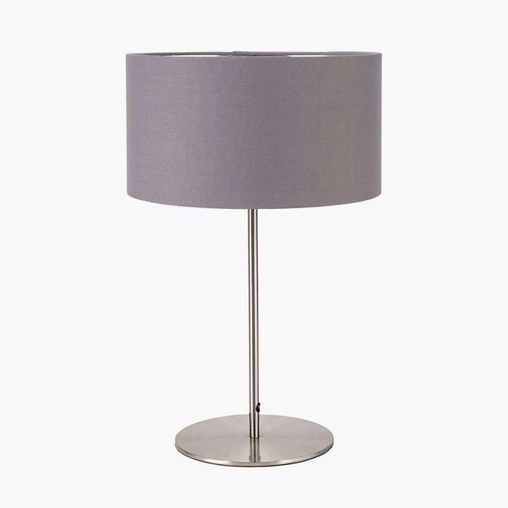 Elin Brushed Silver and Steel Grey Table Lamp