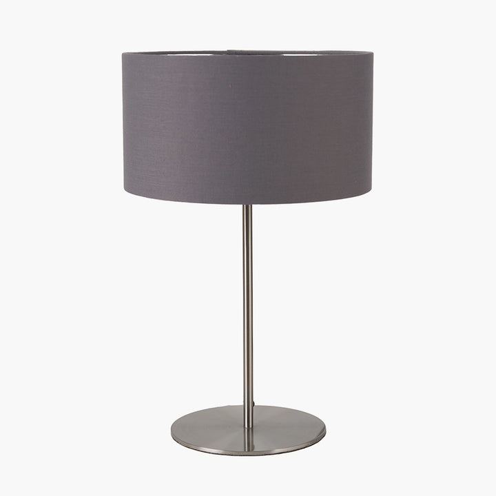 Elin Brushed Silver and Steel Grey Table Lamp