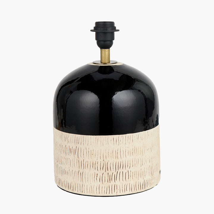 Lotta Black and Natural Stoneware Table Lamp Base