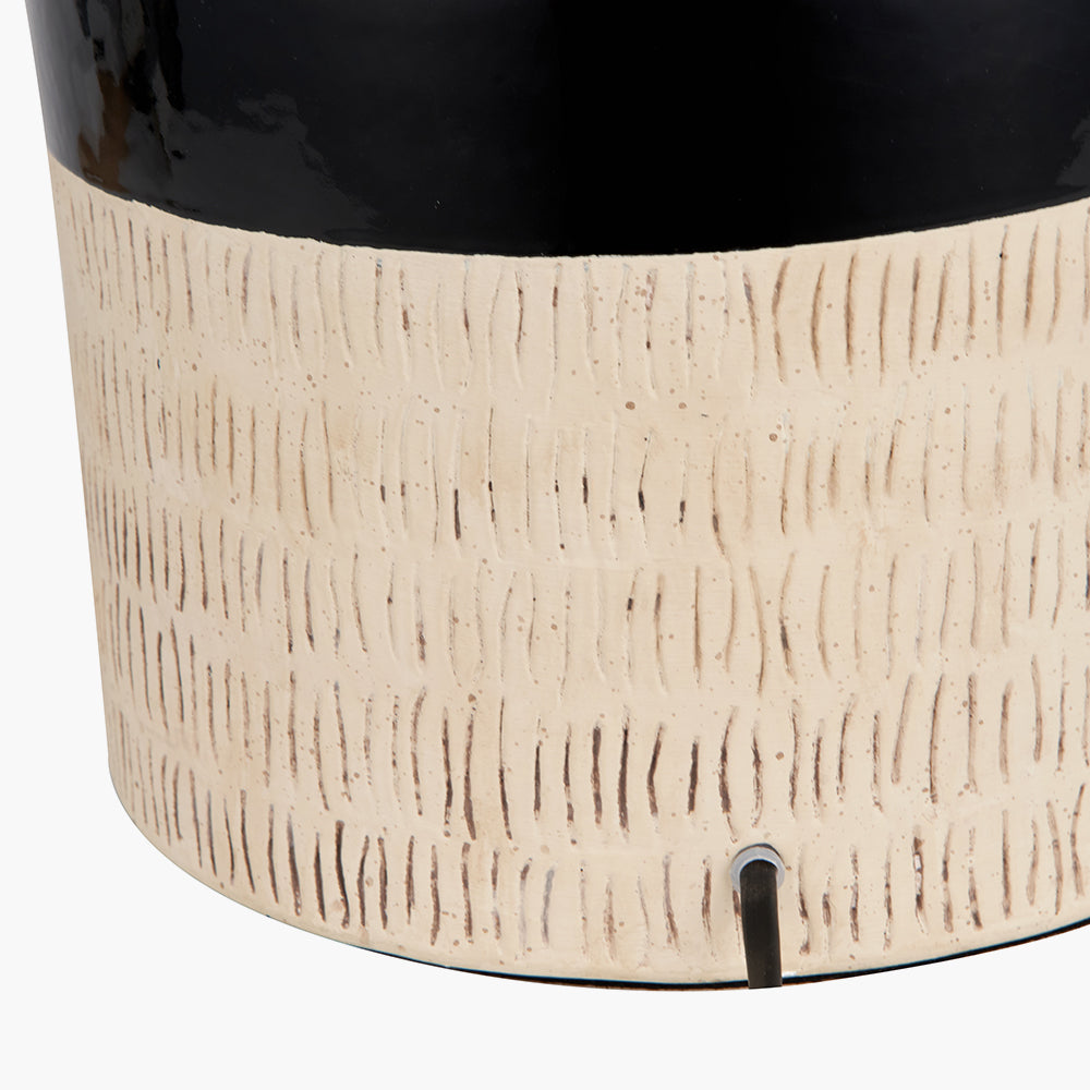 Lotta Black and Natural Stoneware Table Lamp Base