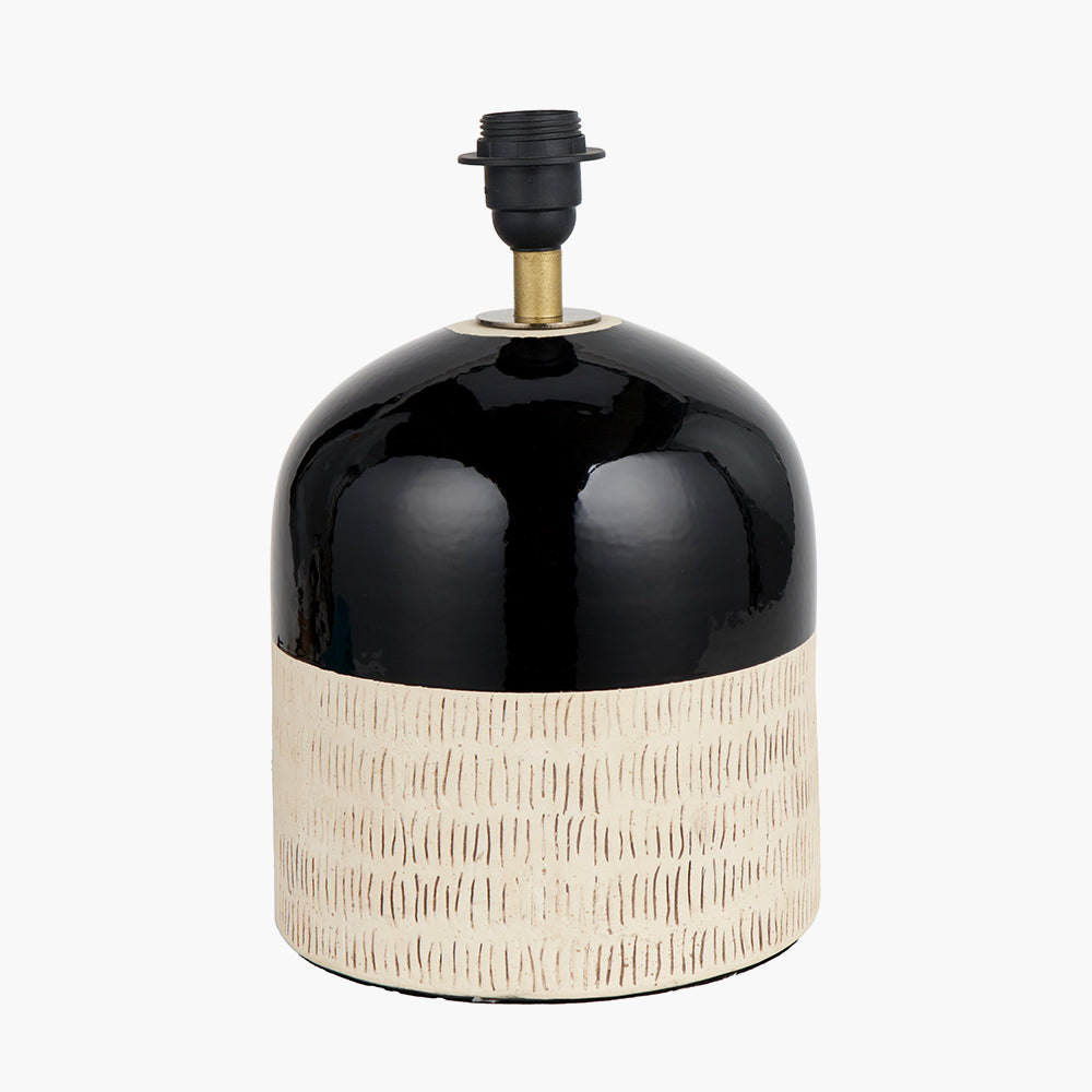 Lotta Black and Natural Stoneware Table Lamp Base