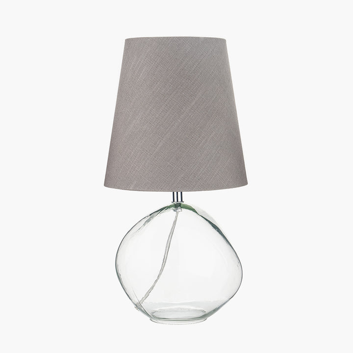 Hallie Clear Glass and Grey Shade Table Lamp