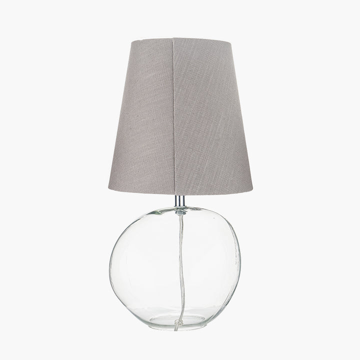 Hallie Clear Glass and Grey Shade Table Lamp