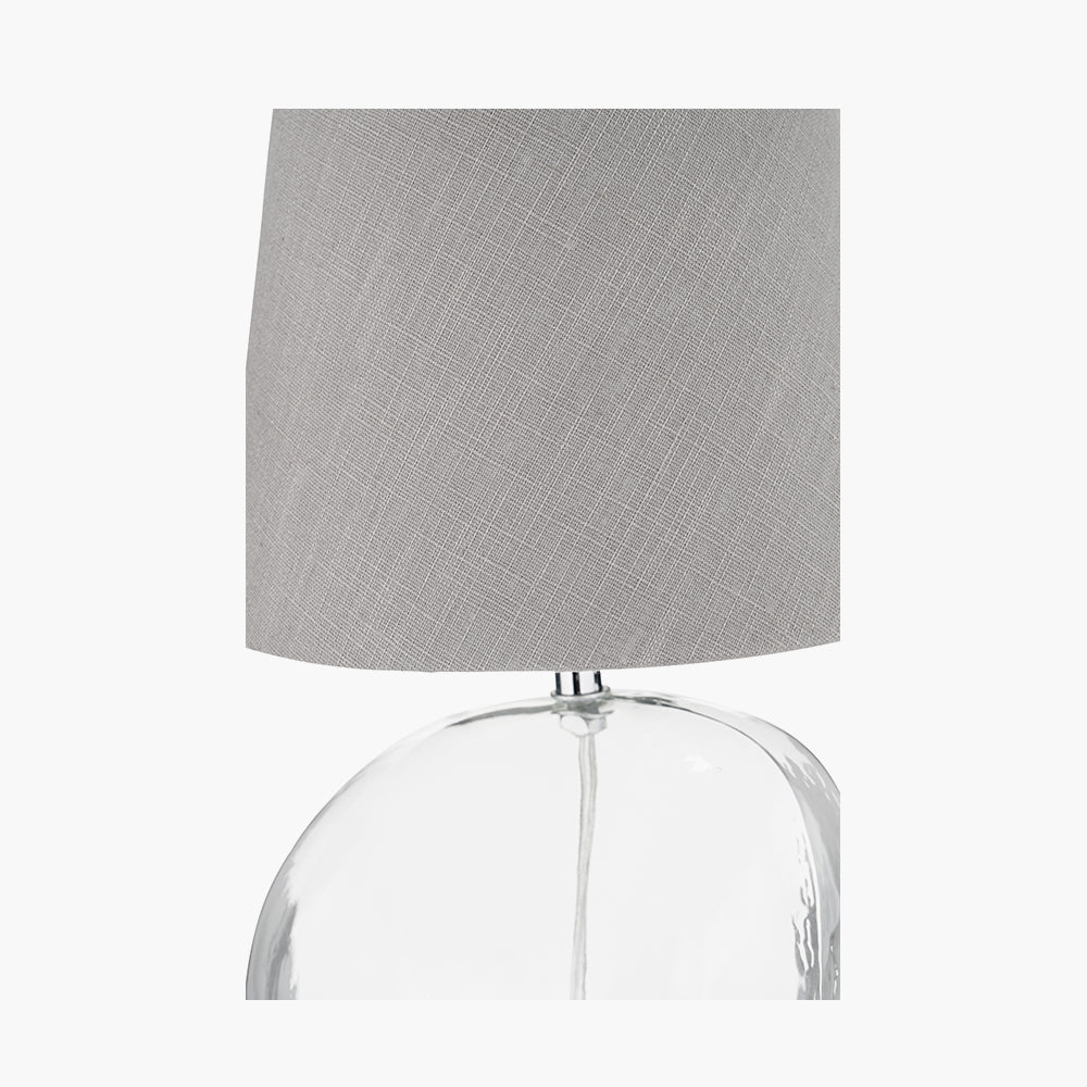 Hallie Clear Glass and Grey Shade Table Lamp