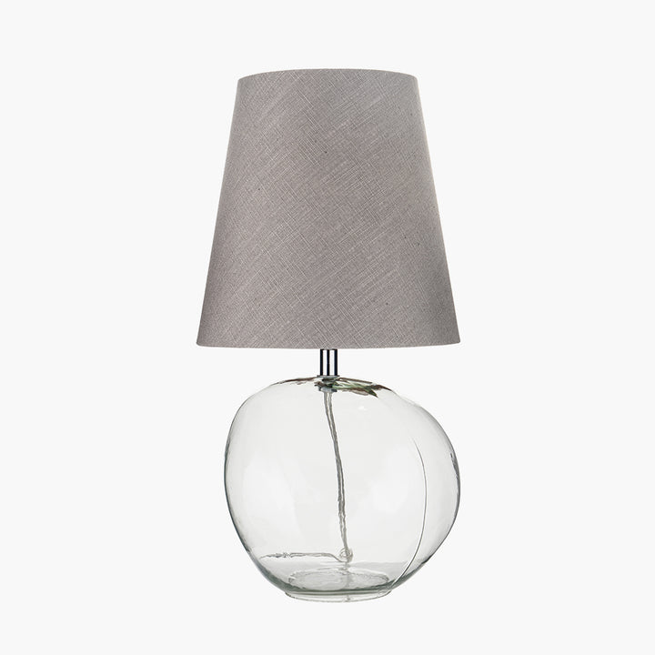 Hallie Clear Glass and Grey Shade Table Lamp