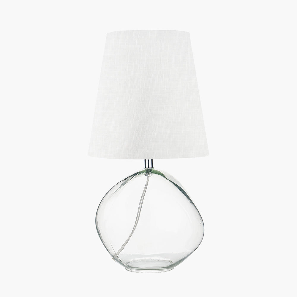 Hallie Clear Glass and White Shade Table Lamp